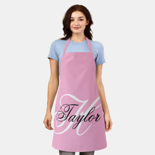 Tablier Monogramme fantaisie noir et blanc Rose