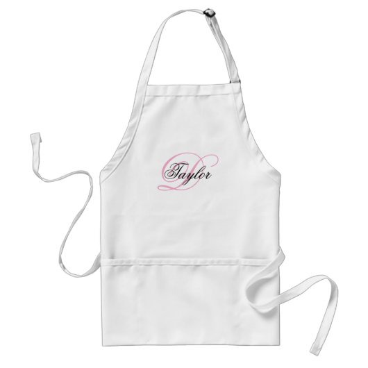 Tablier Monogramme fantaisie noir et rose (Devant)
