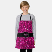 Tablier Monogramme faux paillettes rose chaud (Porté)