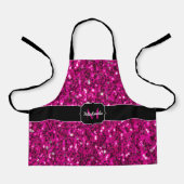 Tablier Monogramme faux paillettes rose chaud (Recto)