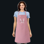 Tablier Monogramme feminin rose blanc rose pâle<br><div class="desc">Monogramme gris blanc rose clair simple Élégant Tablier Feminine Script</div>
