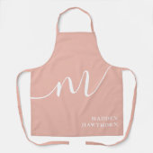 Tablier Monogramme fillette Script Calligraphie Coral Blus (Recto)