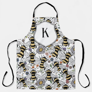Tablier Monogramme Floral Abeille à Miel