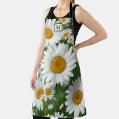 Tablier Monogramme floral blanc motif marguerite classique (Insitu)