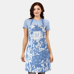 Tablier Monogramme floral bleu du bleuet de William Morris