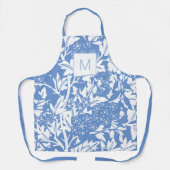 Tablier Monogramme floral bleu du bleuet de William Morris (Recto)