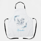 Tablier Monogramme floral bleu "X" initial (Recto)