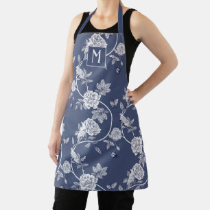 Tablier Monogramme floral de la Chinoiserie bleue