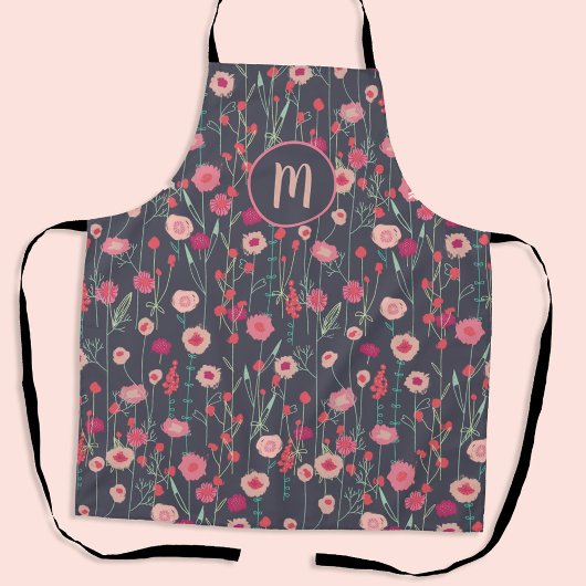Tablier Monogramme floral foncé