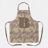 Tablier Monogramme floral initial B Élégant Personnalisé (Recto)