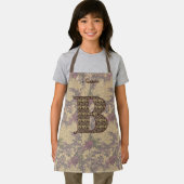 Tablier Monogramme Floral Initial B Votre Nom Elegant Apro (Insitu)