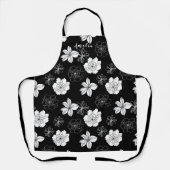 Tablier Monogramme Floral noir et blanc (Recto)
