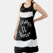 Tablier Monogramme floral noir et blanc (Insitu)