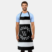 Tablier Monogramme floral noir et blanc (Porté)