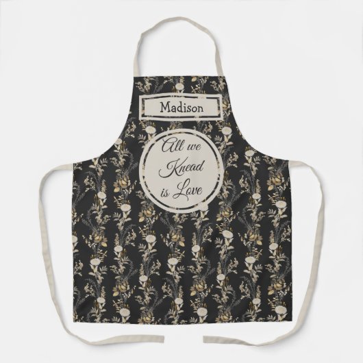 Tablier Monogramme floral or foncé (Recto)