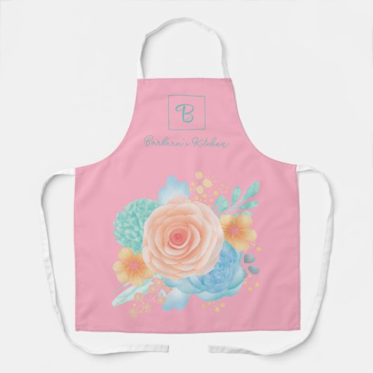 Tablier Monogramme Floral Rose rose (Recto)