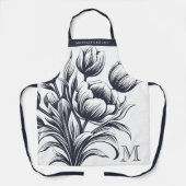 Tablier Monogramme français de tulipe florale (Recto)