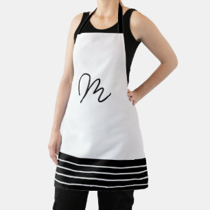Tablier Monogramme géométrique noir et blanc