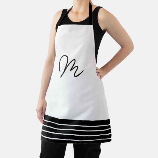 Tablier Monogramme géométrique noir et blanc (Insitu)