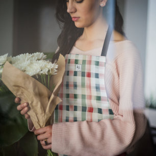 Tablier Monogramme Gingham Vert Émeraude Doux