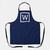 Tablier Monogramme graphique prépa bleu marine moderne (Recto)