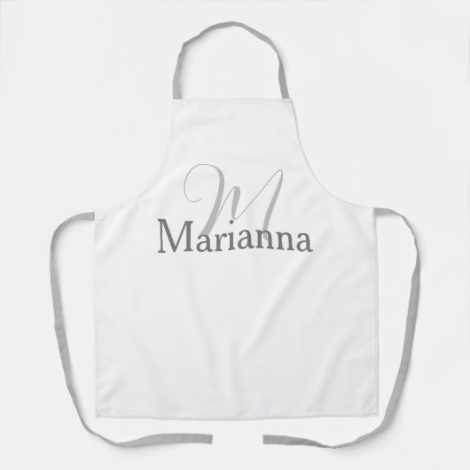 TABLIER MONOGRAMME GRAY EN ARGENT ÉLÉGANT INITIAL & NOM CA (Recto)