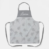 Tablier Monogramme Gris Clair Fleur Botanique Intemporel (Recto)