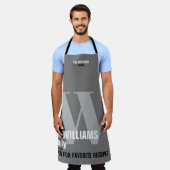 Tablier monogramme gris cool moderne (Porté)