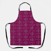 Tablier Monogramme Gris Élégant & Nom Blanc, Marron (Recto)