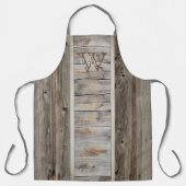 Tablier Monogramme gris en bois rustique Bande verticale (Recto)