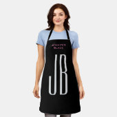 Tablier Monogramme gris noir moderne minimaliste (Porté)