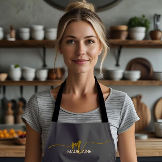 Tablier Monogramme gris or couleur personnelle