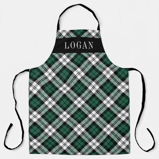 Tablier Monogramme Hommes Carreaux Noir Vert Classique Bla (Recto)
