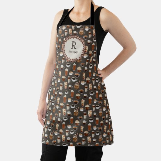 Tablier Monogramme initial de café Lover maman cadeau (Insitu)