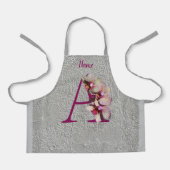 Tablier Monogramme Initial Élégant Orchidée A Personnalisé (Recto)