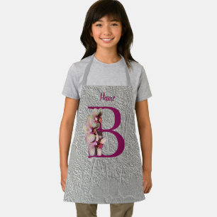 Tablier Monogramme Initial Élégant Orchidée B Personnalisé