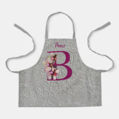 Tablier Monogramme Initial Élégant Orchidée B Personnalisé (Recto)