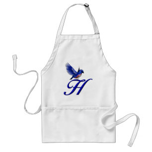Tablier Monogramme Initial H Oiseau Bleu