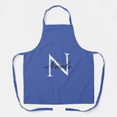 Tablier Monogramme initial manuscrit propre nom bleu (Recto)