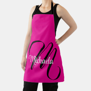 Tablier Monogramme initial minimaliste moderne nom rose ch