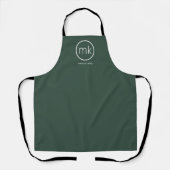 Tablier Monogramme Initial Minimaliste Professionnel Vert (Recto)
