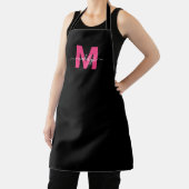 Tablier Monogramme Initial Nom Moderne Rose Noir (Insitu)