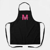 Tablier Monogramme Initial Nom Moderne Rose Noir (Recto)