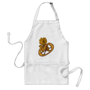 Tablier Monogramme initial O Gold Peony Apron