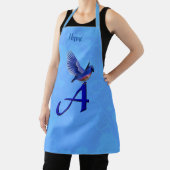 Tablier Monogramme initiale A personnalisé Bluebird (Insitu)