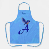 Tablier Monogramme initiale A personnalisé Bluebird (Recto)
