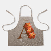 Tablier Monogramme initiale A personnalisé Rose Orange (Recto)