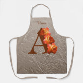 Tablier Monogramme Initiale A Personnalisé Rose Orange (Recto)