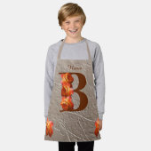 Tablier Monogramme initiale B personnalisé Rose Orange (Porté)