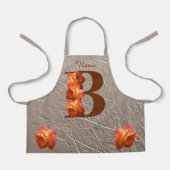 Tablier Monogramme initiale B personnalisé Rose Orange (Recto)